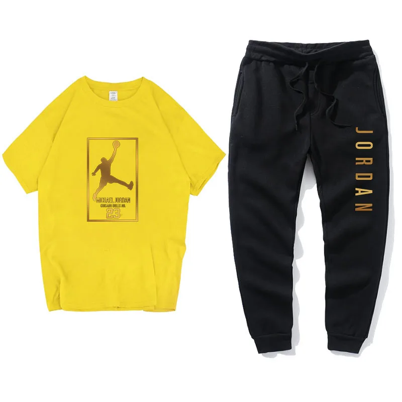 

Hot sale 2021 summer fashion men's sportswear high quality suit track suit men's sportswear short-sleeved T-shirt 2-piece set