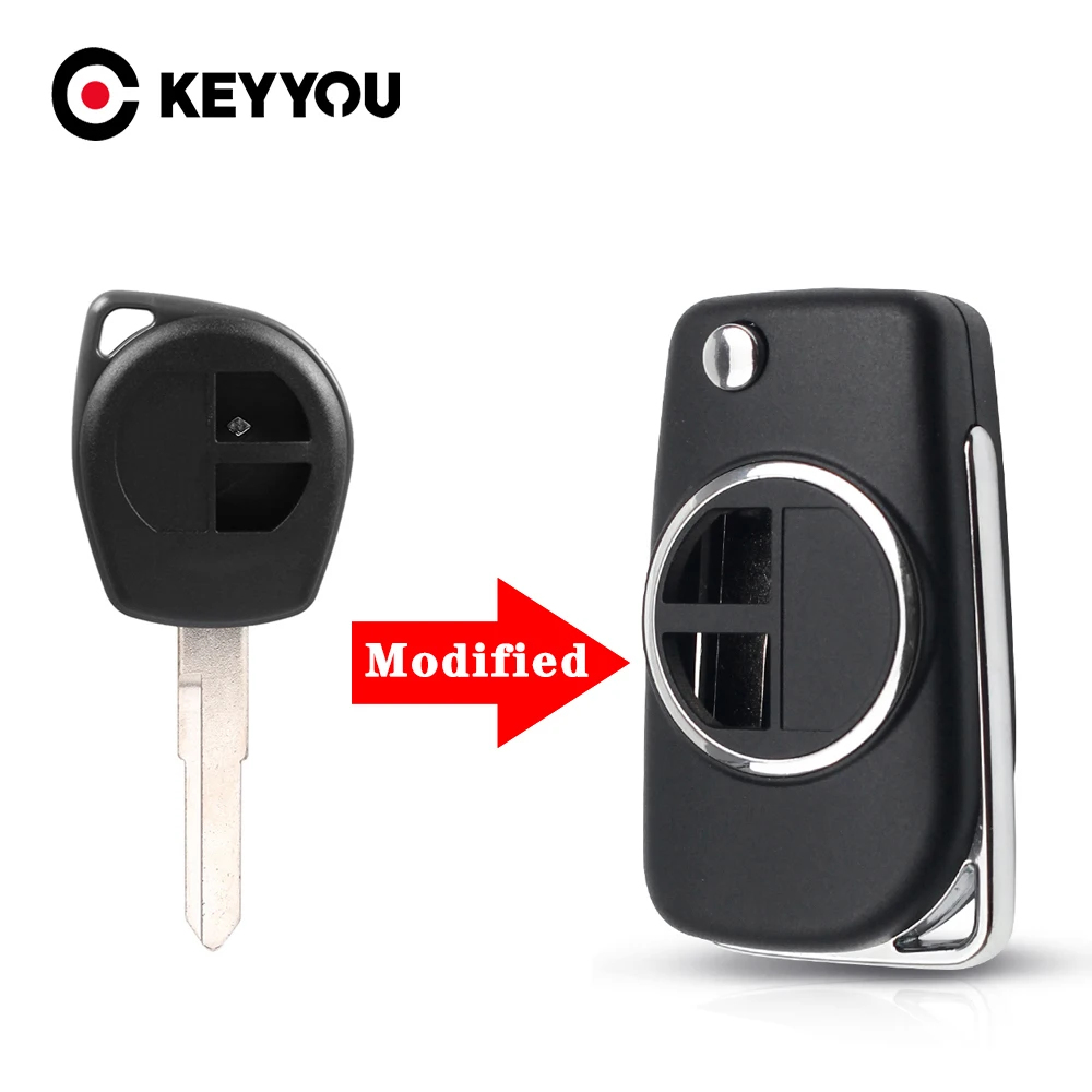 KEYYOU Modified For Suzuki Swift Grage Vitara Alto 2 Buttons Replacement Flip Folding Car Key Case Shell Remote HU133R Blade | Автомобили
