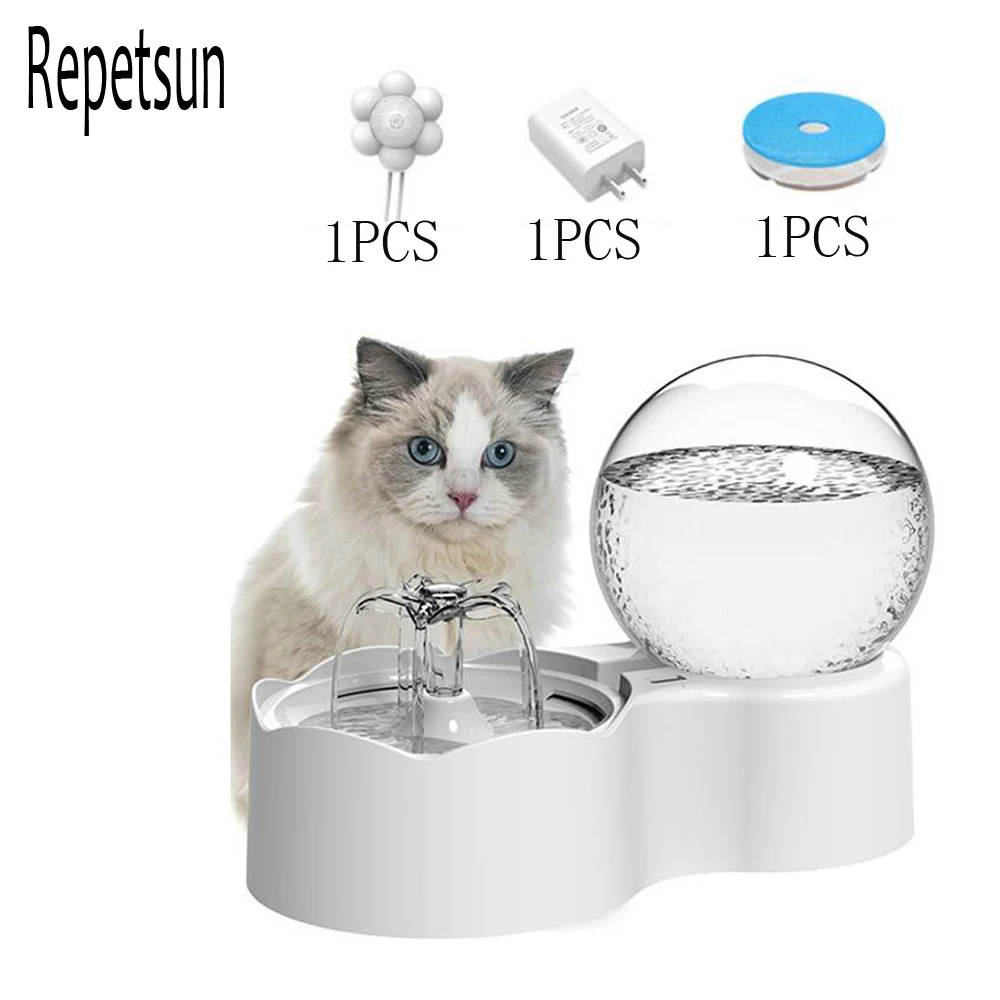 2.3L Automatic Cat Water Fountain With Faucet Dog Water Dispenser Transparent Filter Drinker Pet Sensor Auto Drinking Feeder