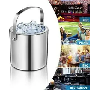 

4-in-1 Double-Layer Portable Beer Champagne Bucket With Lid Summer Party Ice Bucket Ice Tongs Double Vacuum Insulation Cooler