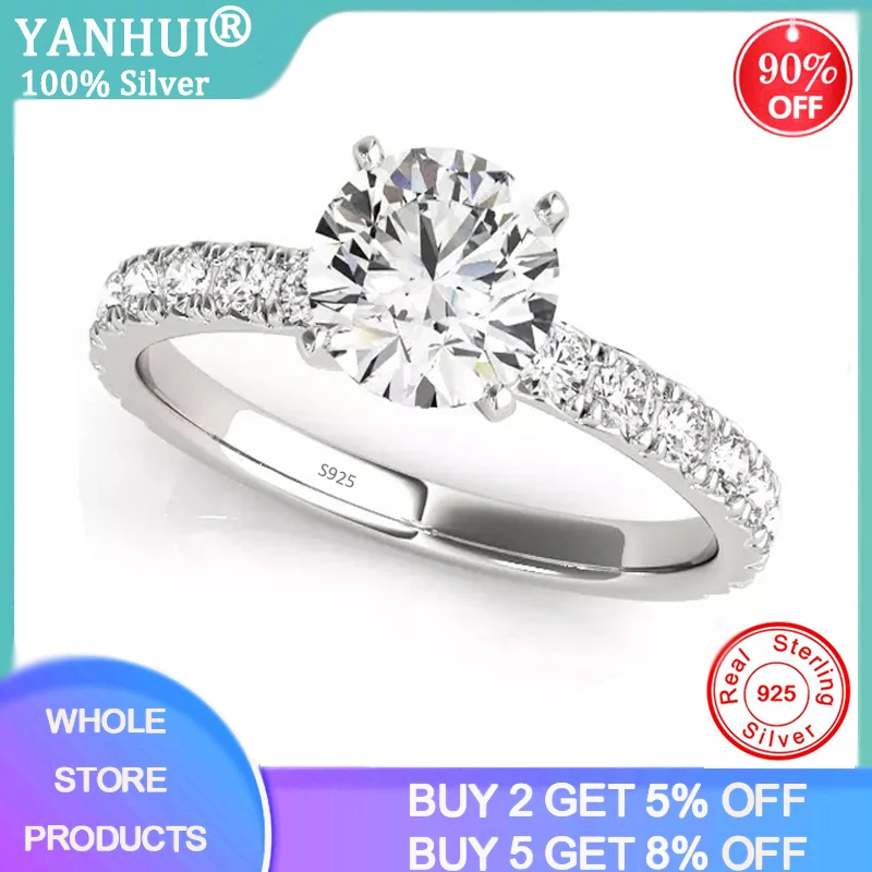

Lose Money Promotion Luxury Shiny 1 Carat Zirconia Diamond 925 Sterling Silver Finger Rings For Women Jewelry Wedding Gift R230