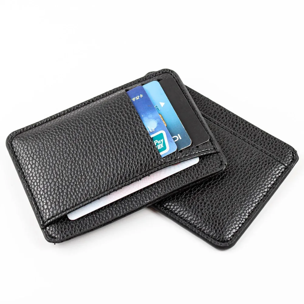 Men Card Holder PU Leather 6 Cards Slot Ultra-thin Lichee Pattern Wallet H9 | &amp ID Holders