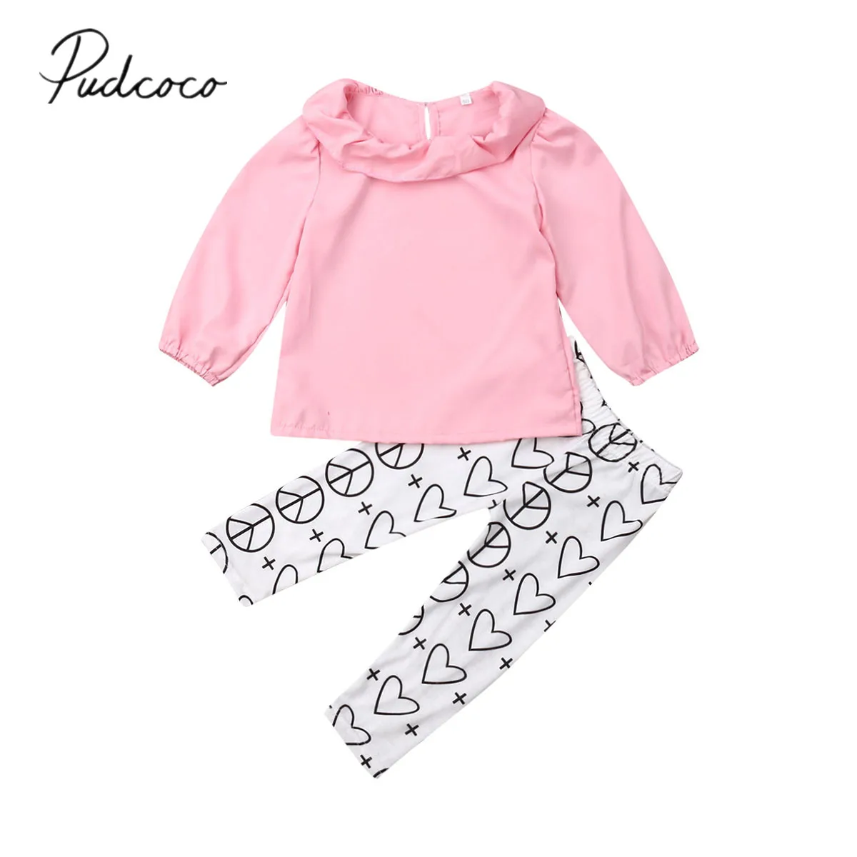 2019 Baby Spring Autumn Clothing Boutique Toddler Kids Girl Pink Long Sleeve Tops Shirts Hearts Pants Legging Outfit 1-6T | Детская