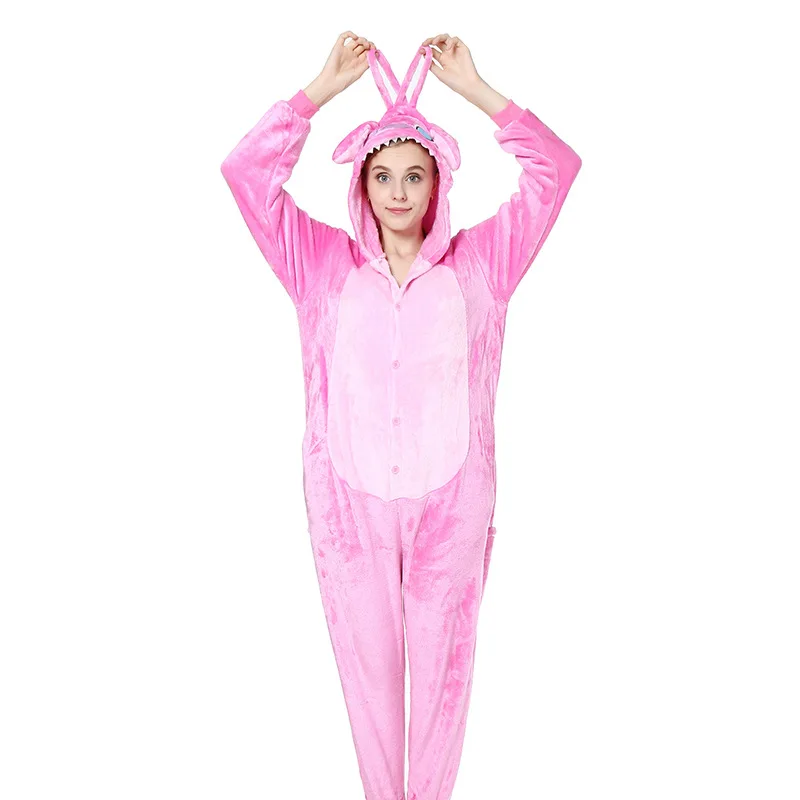 Кингуруми Акула Пикачу Onesie взрослых женщин животных пижамы набор фланелевые теплые мягкие пижамы зимний комбинезон пижамы Косплей - Цвет: as picture
