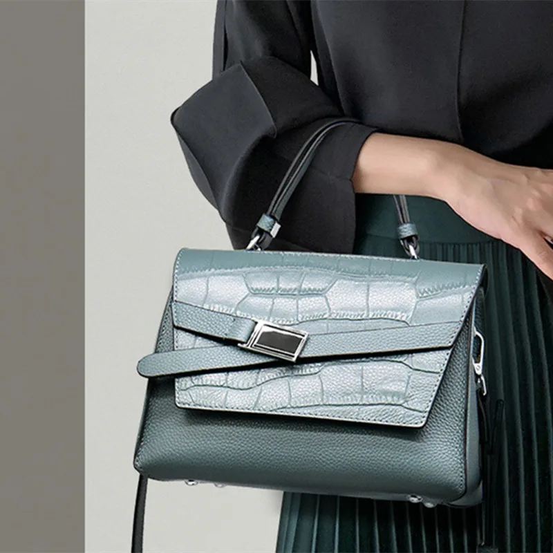 

New Crocodile Pattern Fashion Lightweight Single-shoulder Diagonal Leather Bag Purses and Handbags Luxury Designer Satchels