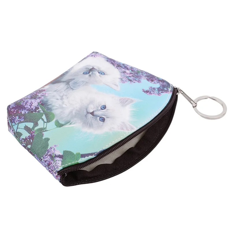 Новинка мужской кошелек кожзам кошка портмоне печати брелок для ключей коробка