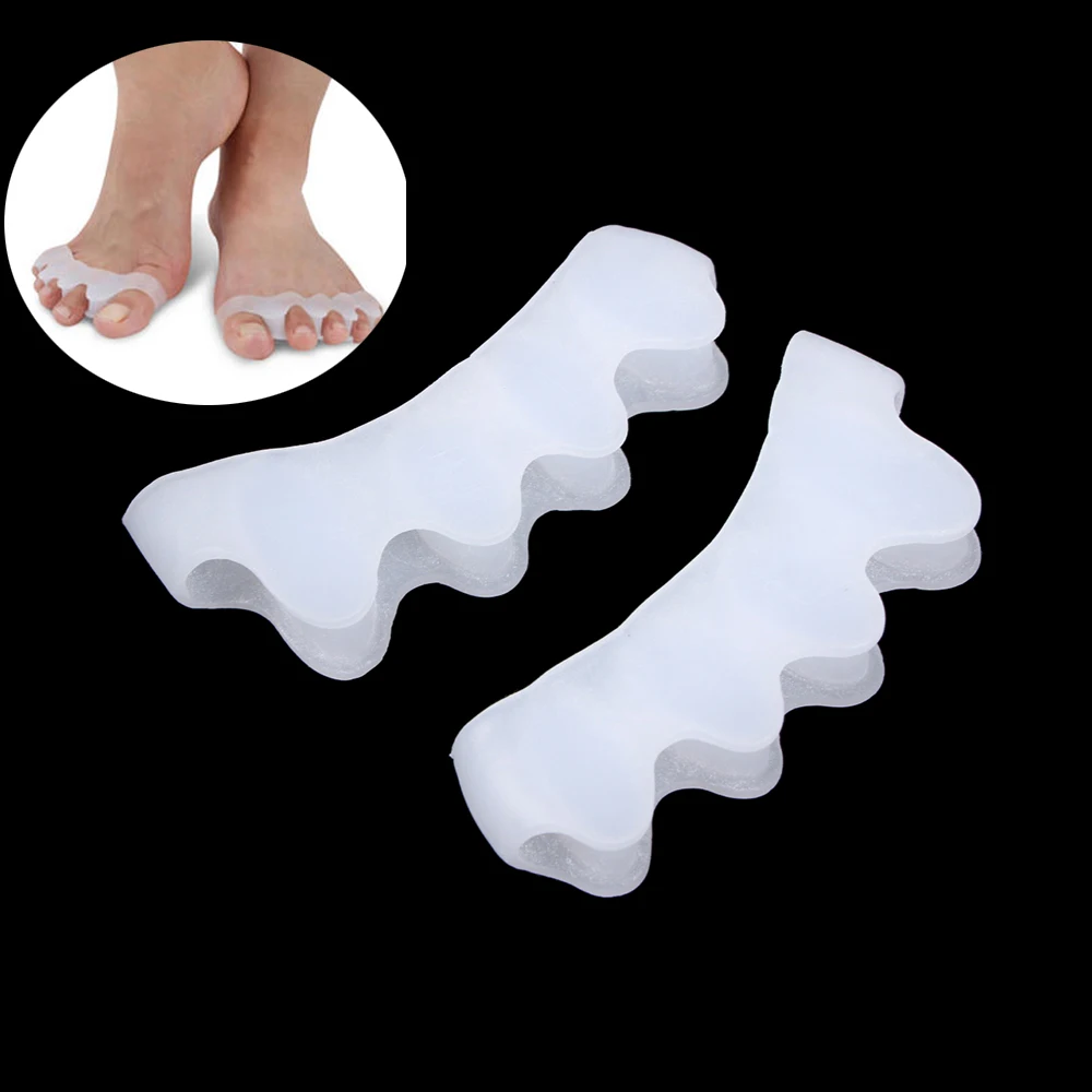 

2PCS Gel Silicone Finger Toes Separators Toe Protector Stretchers Straightener Bunion Protector Pain Relief Foot Care White