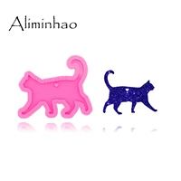 dy0399 shiny glossy cat walking necklace jewelry epoxy mould crafting keychain silicon resin silicone