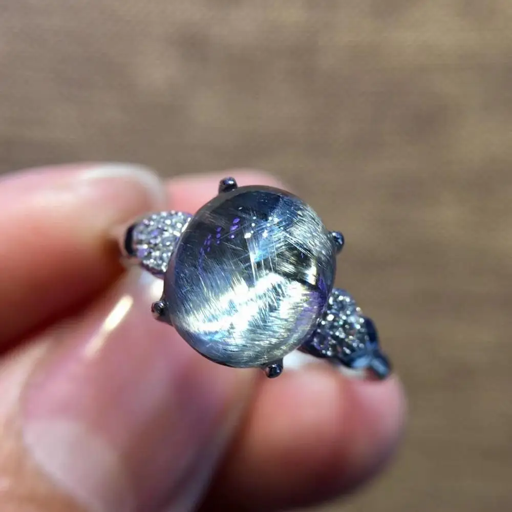 Регулируемое кольцо из натурального брукита Платинового серебра