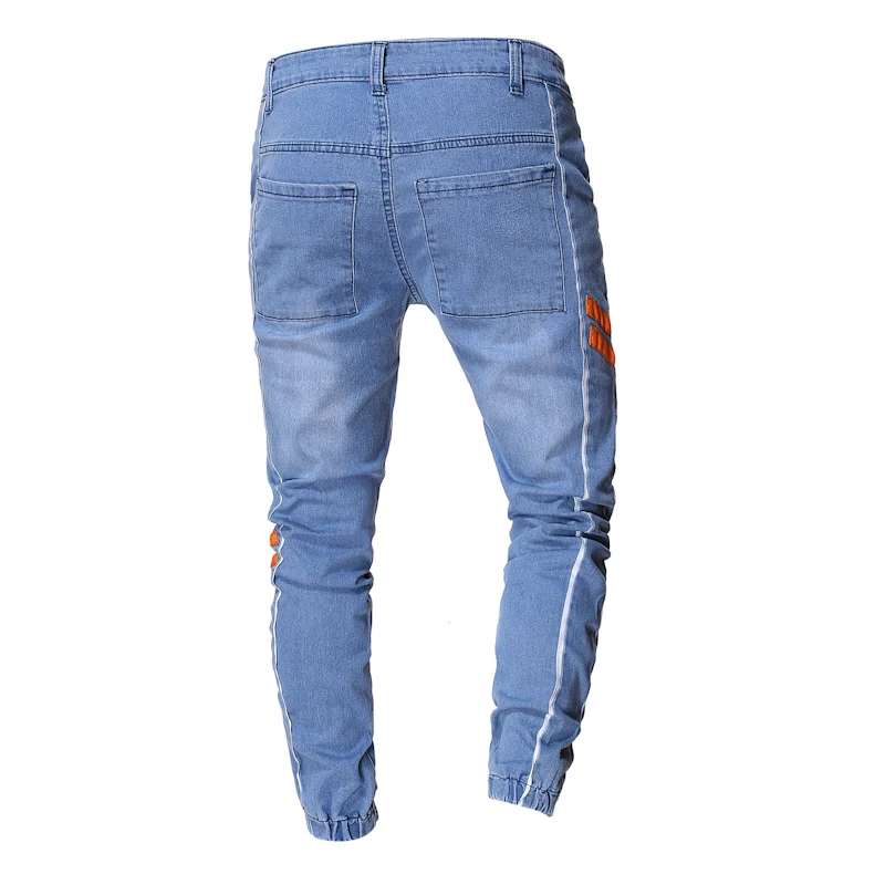 

European Size Blue Patchwork Jeans Mid Rise Pencil Jeans Pants