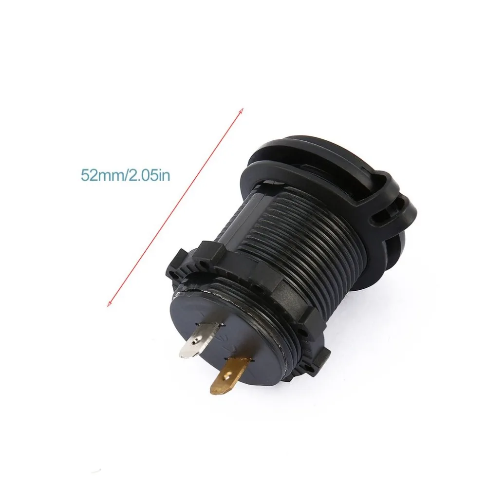 

2-in-1 Round Waterproof Dual USB Car Charger Adapter and LED Meter Panel Socket Voltmeter Female with 60cm Line
