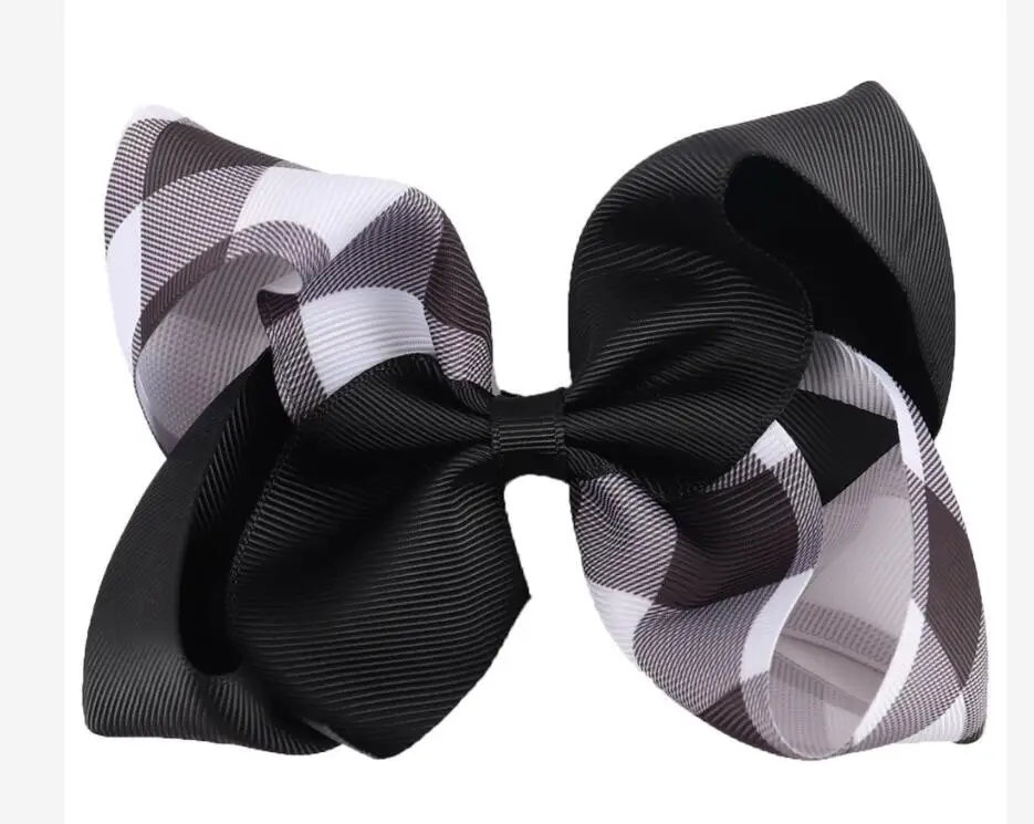 Плед волосы бант зажим для волос 7 дюймов Большой Красный заколка с клетчатым