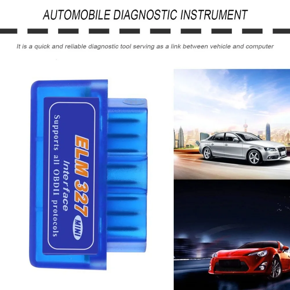 Инновационный мини портативный ELM327 V2.1 OBD2 II Bluetooth диагностический авто интерфейс сканер Синий Премиум ABS диагностический инструмент