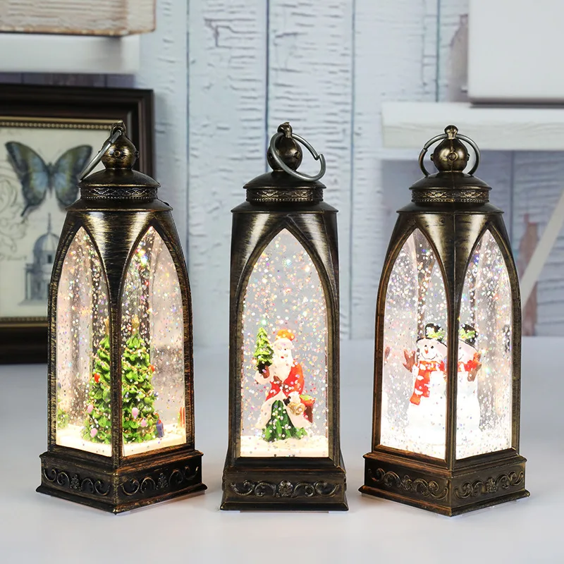 

Рождественский фонарь, поделка, ретро носветильник светильник, фонарь Санта-Клаус, снеговик, Рождественская елка, освещение, настольное укр...