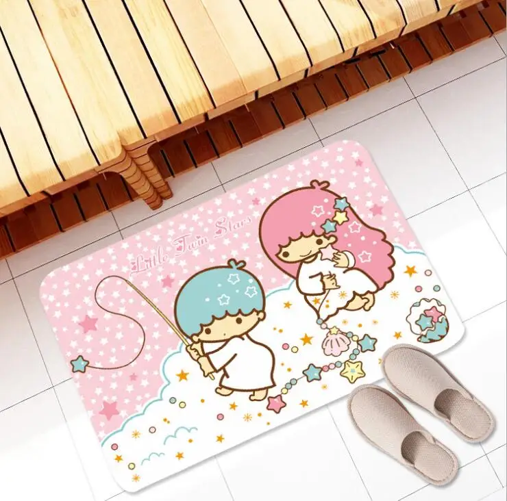 Белый Мультяшные персонажи Little Twin Stars принт плюшевый коврик для ног коврик дверной коврик ковер плюшевые игрушки 3047 - Цвет: Белый