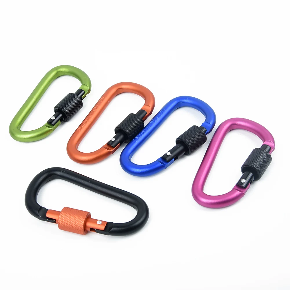 

5PC/set Outdoor Aluminum Snap Carabiner D-Ring Key Hook Chain Clip For Hiking Camping Climb Accessories With Random Colors