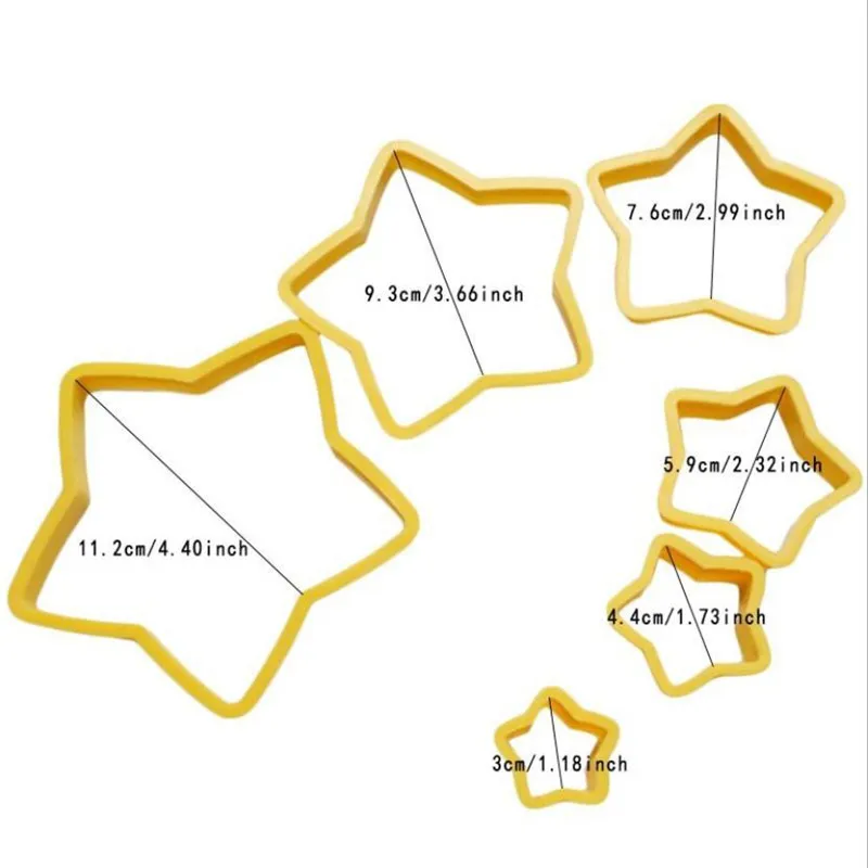 6Pcs/set Christmas Tree Cookie Cutter Stars Shape Fondant Cake Biscuit Mold Plunger 3D Decorating Tools baking tool | Дом и сад
