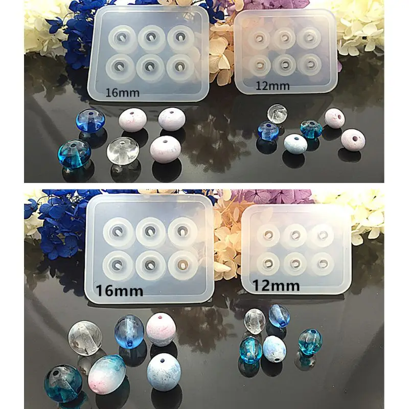

12Pcs Beads Resin Molds Kit with Hole for Gemstone Cabochon Jewelry Casting R9JE