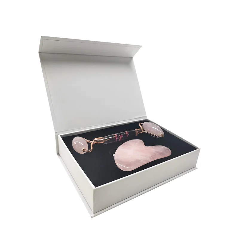 Натуральный нефритовый ролик из розового кварца и массажер для подтяжки лица |