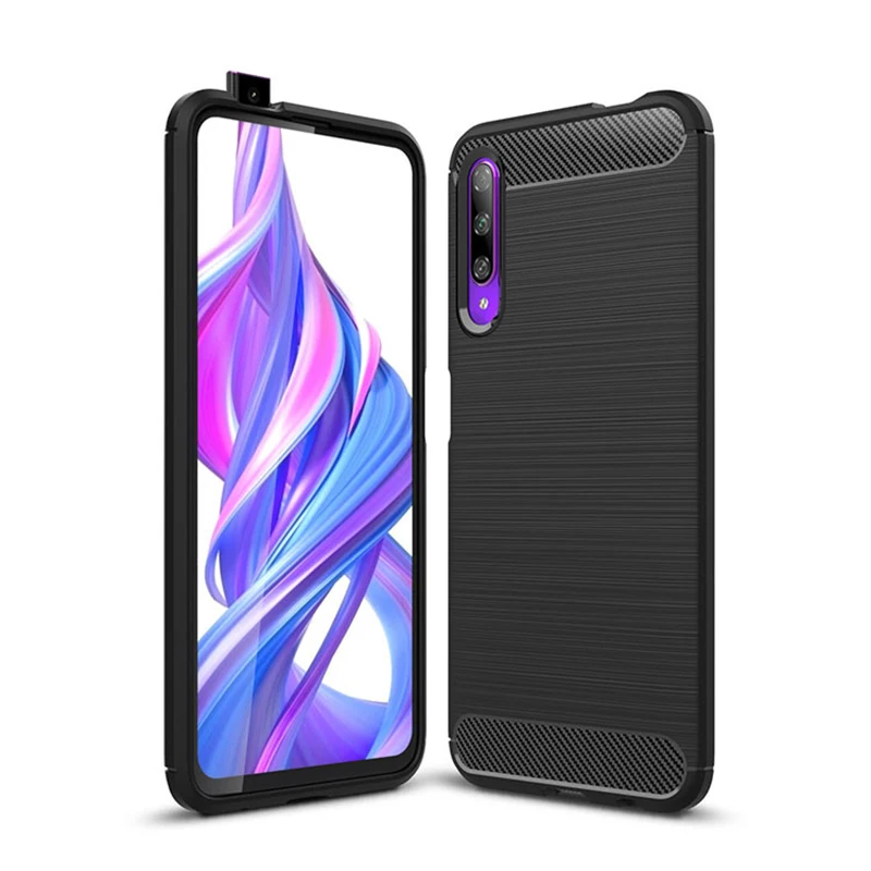 Мягкий чехол для huawei Honor 9X Pro силиконовый углеродное покрытие ультратонкий