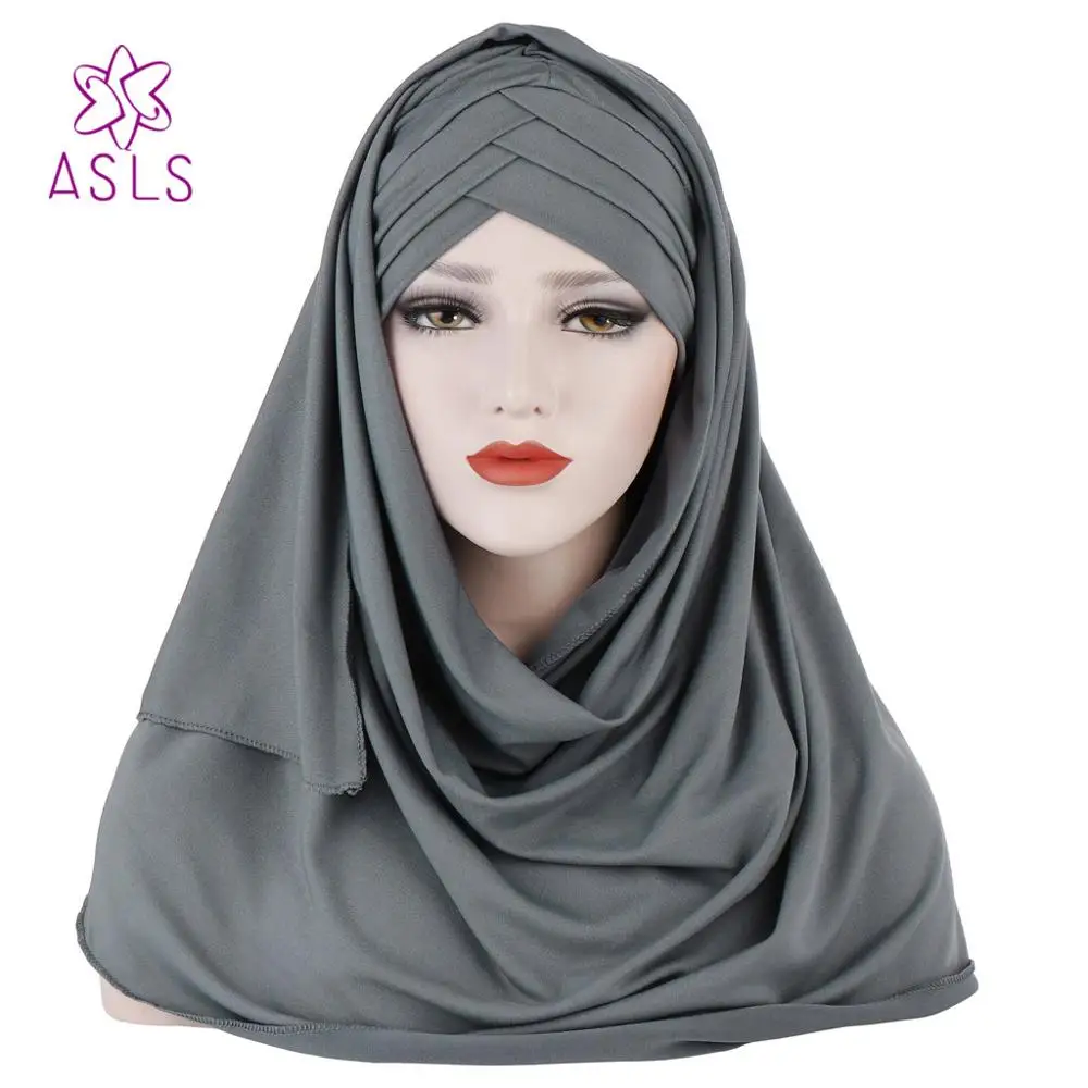 Шелковый монохромный шарф шапка Малайзия мусульманская женская модная с