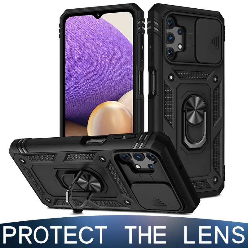 Military Card Armor Case For Samsung Galaxy S21 Ultra S20 FE S10 Plus Protect Lens Cover A72 A52 A42 A32 5G A12 A02 Fundas Coque