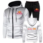 Мужской спортивный костюм из 2 предметов, толстовка с капюшоном и принтом, флисовый свитшот на молнии и брюки, повседневный мужской спортивный костюм, костюм для бега