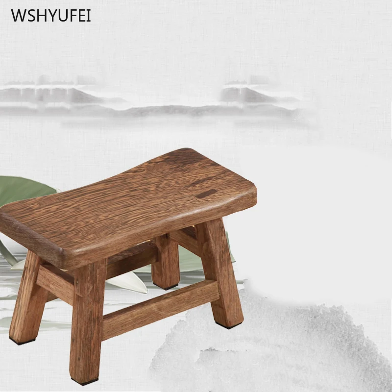 Taburete de baño de madera de ala de pollo, banco pequeño de madera maciza, Mini taburete chino para el hogar, sala de estar para bebés y adultos