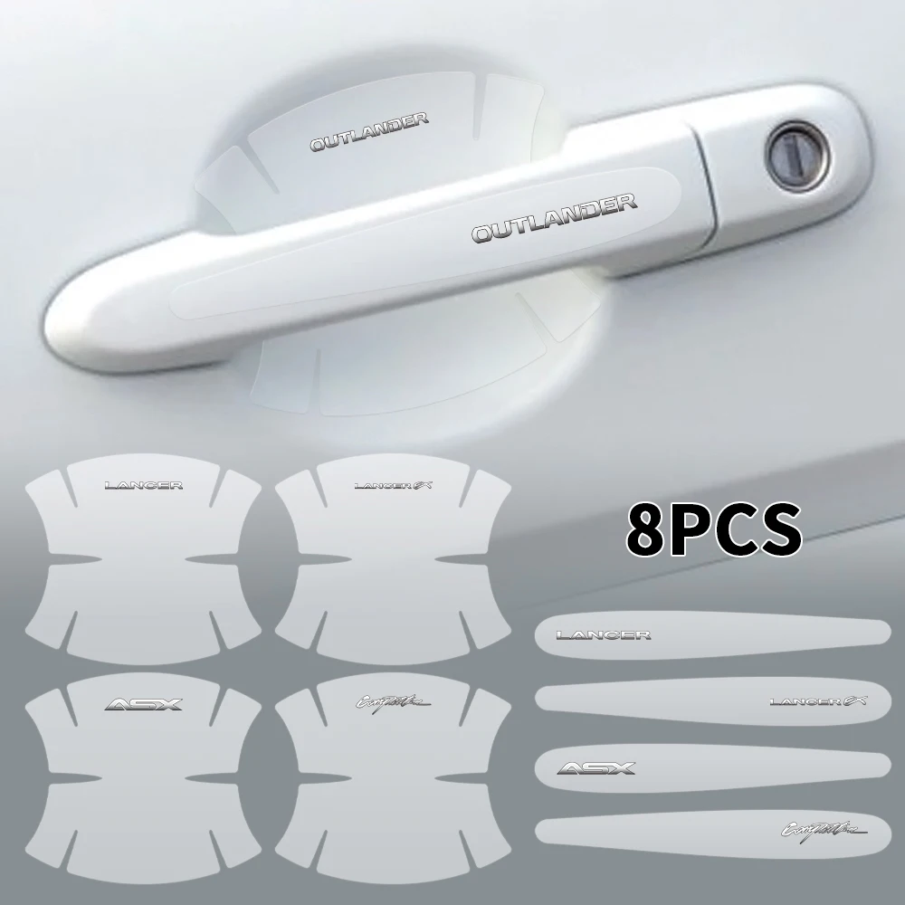 

Transparent Car Badge Door Handle Sticker Protective Styling For Mitsubishi Ralliart Lancer EX Outlander ASX Compet