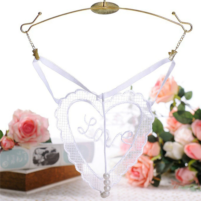 

Women Sexy Panties Woman Briefs Translucent Thongs Beading Panty Figi Damskie Ropa Interior Femenina Seductive Knickers A20