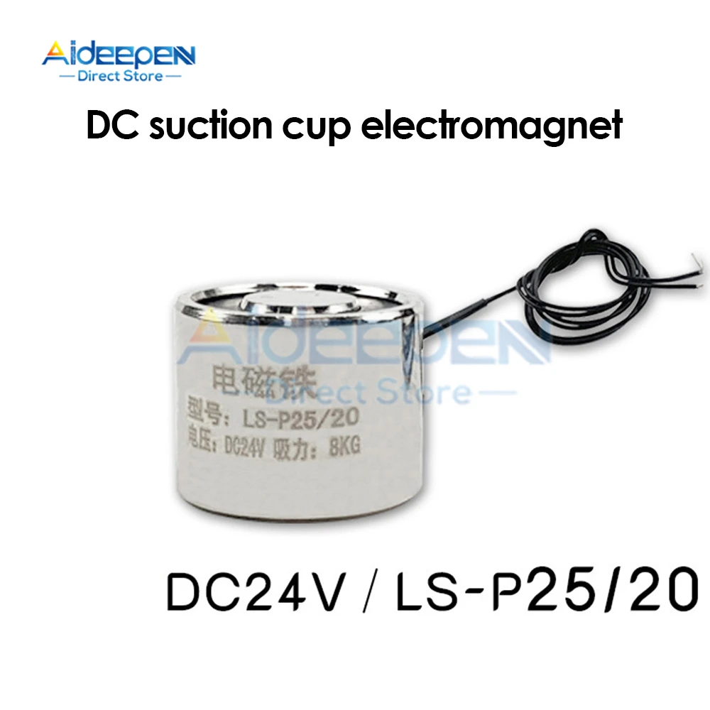 

1Pcs Electromagnet DC 24V 2W Small Electro Magnet Solenoid Sucker Holding Force 8KG Suction Cup Electromagnet
