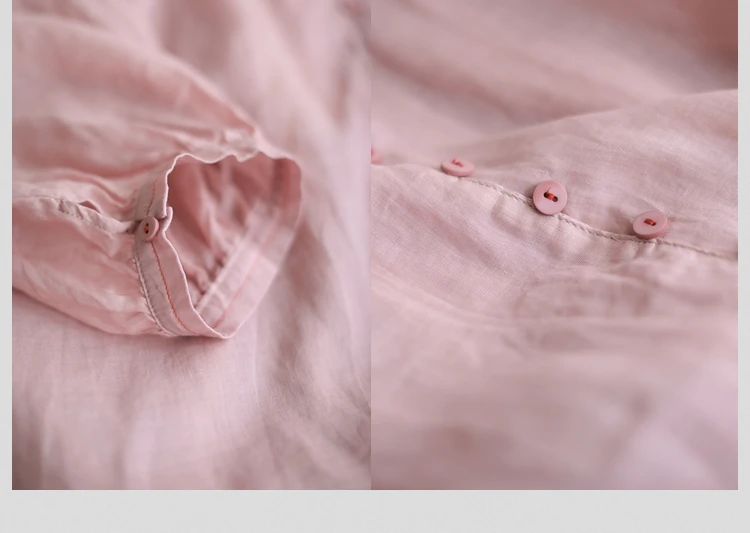 

Linen Top Loose Plus Size Three-quarter Sleeve Shirt Women Summer 2021 Pure Color Casual Breathable Women Shirts