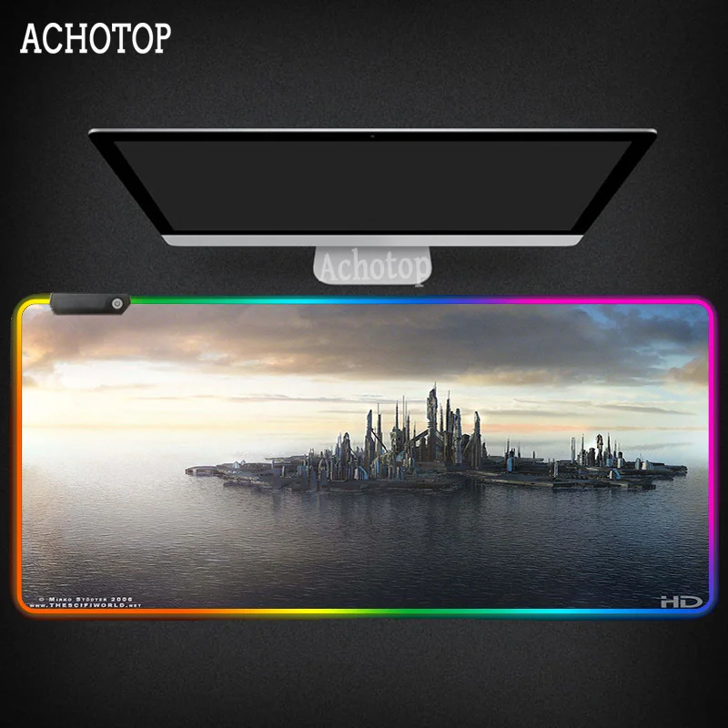 

RGB Mouse Pad Glowing LED Lighting Desktop Mat Stargate Durable Colorful Keyboard with Backlit Laptop Mice Pad for Gamer Gaming