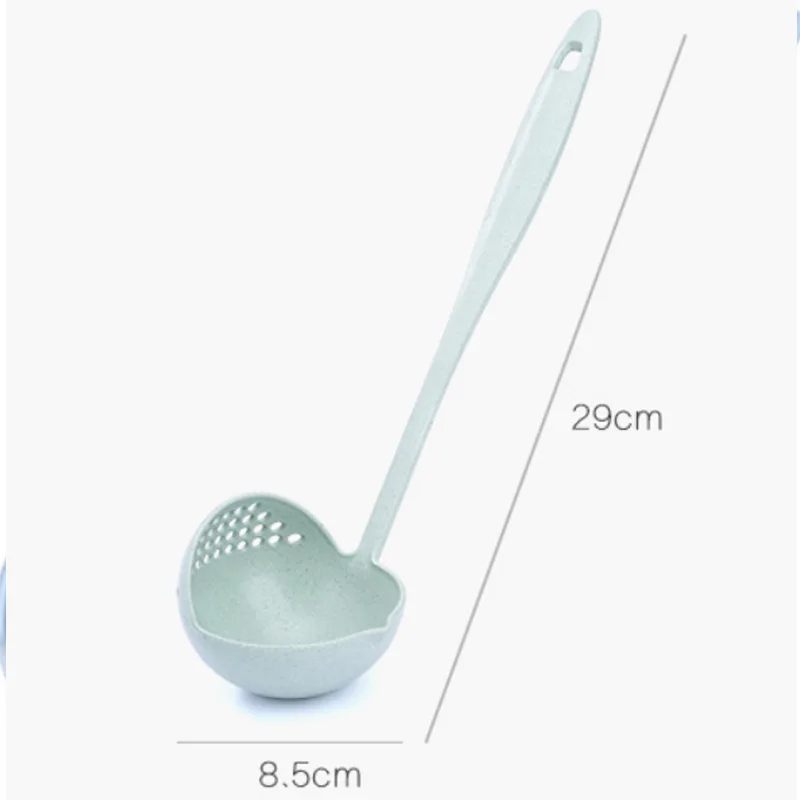 

Long Handle Spoon 2 In 1 Creative Wheat Straw Spoon with Filter Tableware Kitchen Colander Tool Home Environmental Cooking Tool