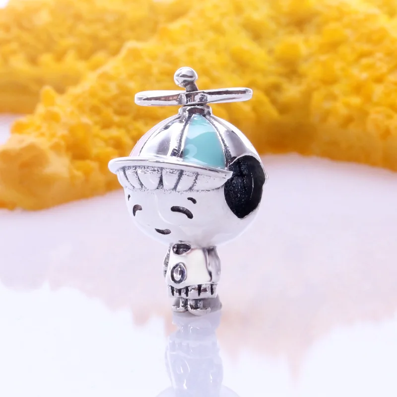 

DoDoFly Genuine 925 sterling silver Propeller Hat Vibrant Boy Charm fit original bracelet DIY Jewelry