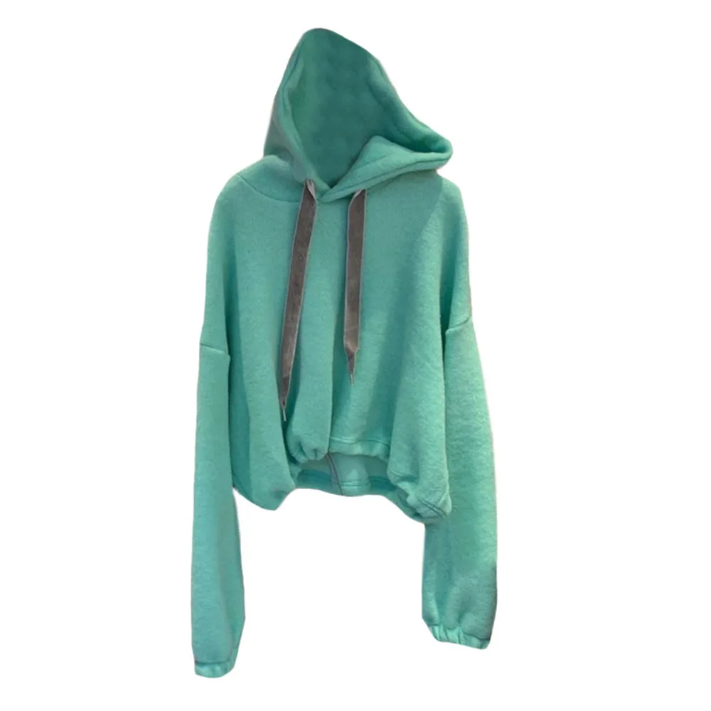 Женский бархатный свитшот на завязках однотонный Свободный пуловер с капюшоном