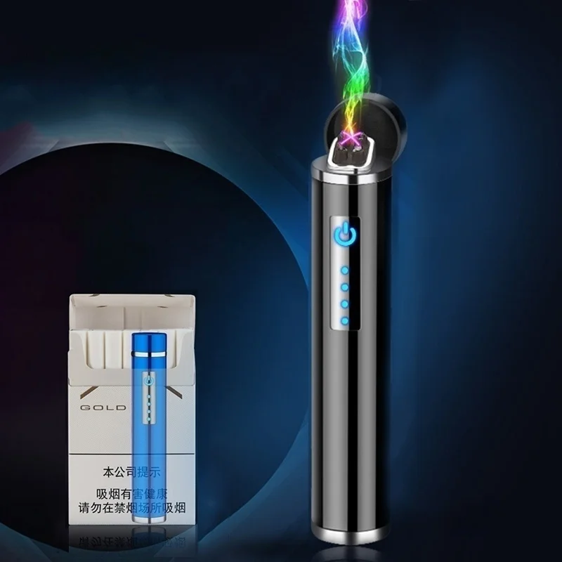 

USB Metal Rechargeable Windproof Flameless Splash Proof Plasma Lighter Mini Electronic Dual Arc Lighter