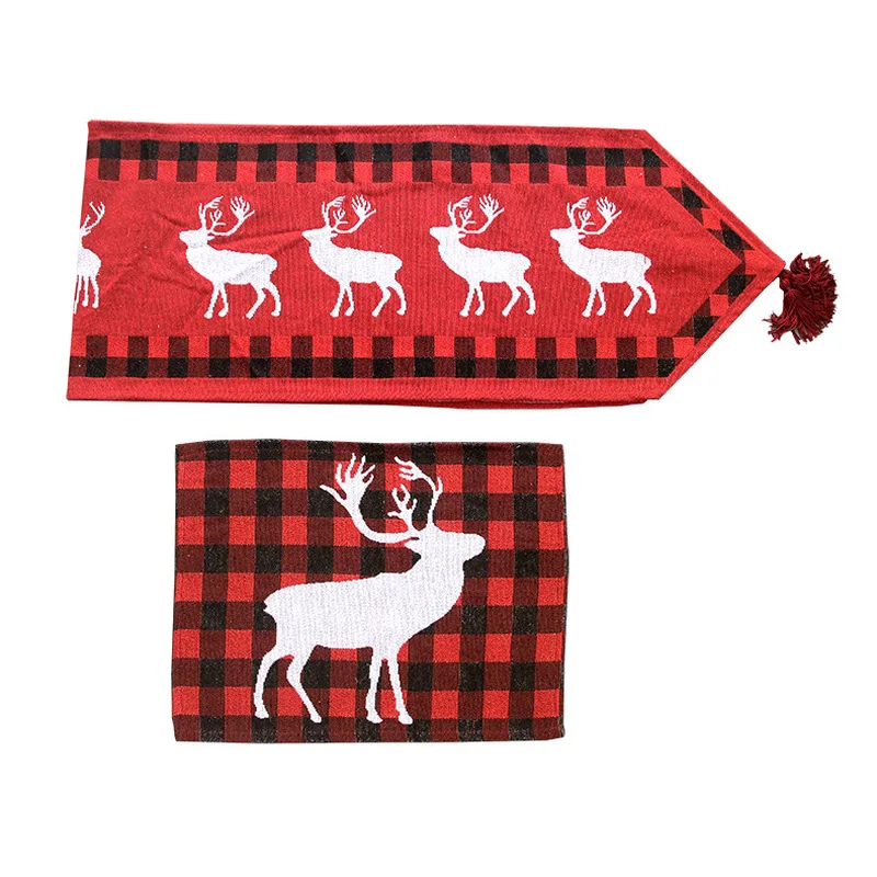 

Merry Christmas Red Snowflake Snowman Long Table Runner Cloth Party Dinner Non-slip Table Runner Cotton Linen Home Decor 180CM