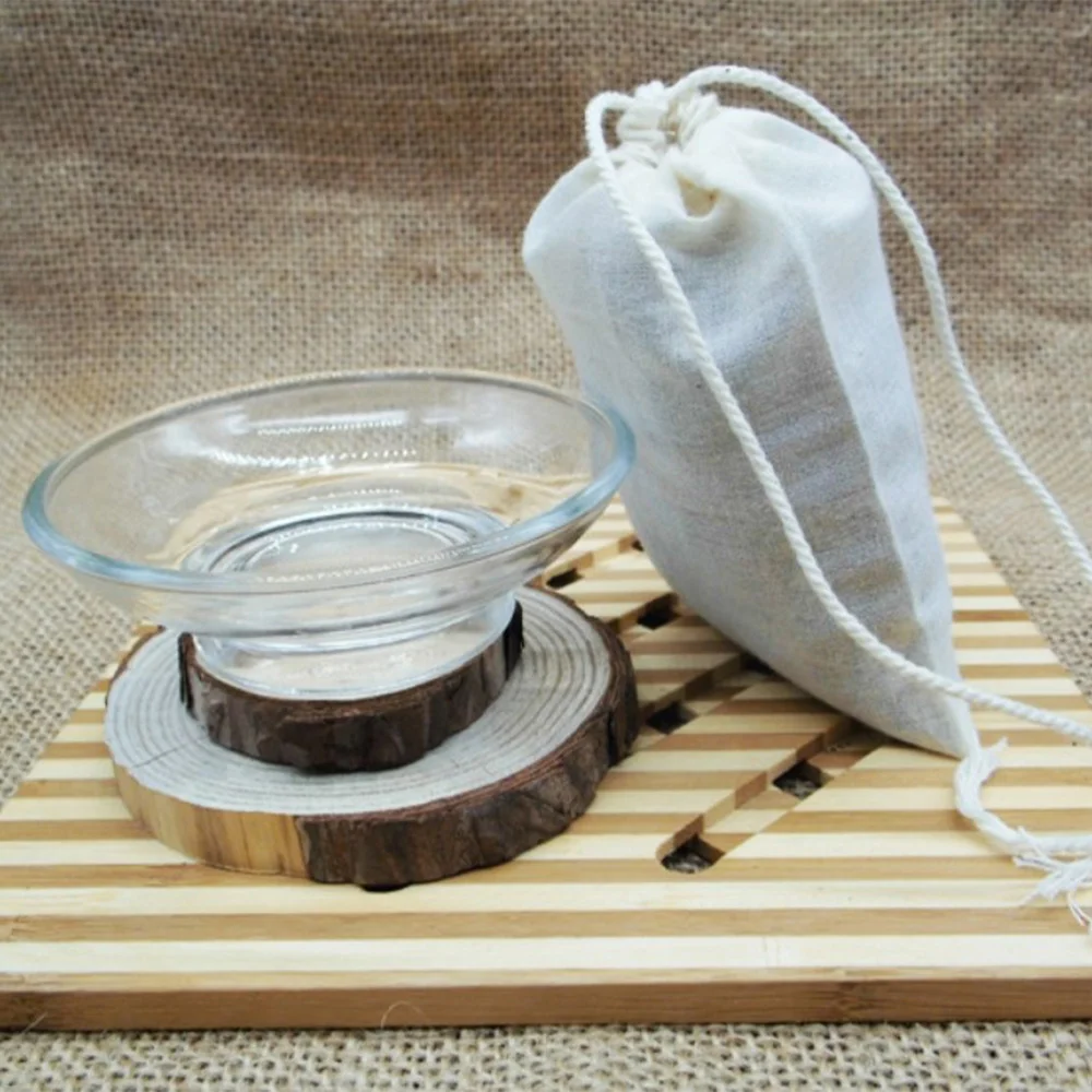 

20PCS Cotton Cloth Tea Bags Drawstring Filter Empty Bag for Loose Leaf Tea Herbs - 6x8cm (White)
