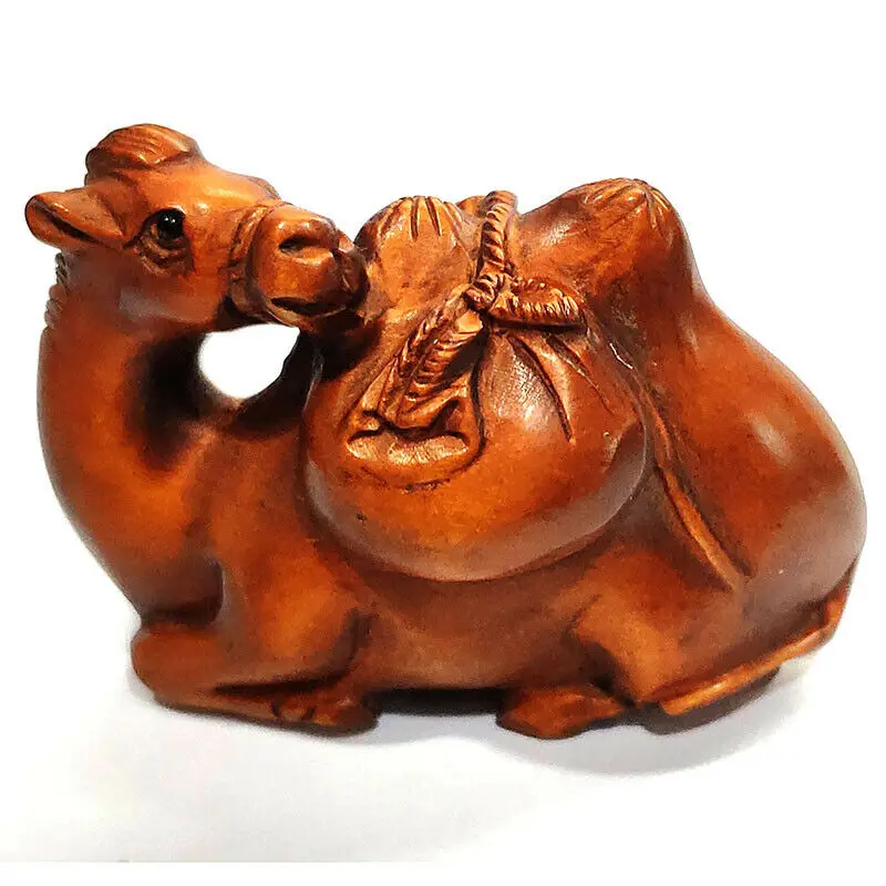 

Y7408 - 2 "резная вручную японская фигурка Netsuke из бокса-верблюд