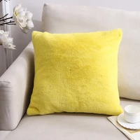 pink decorative pillowcase pure color double sided plush faux rabbit fur cushion covers living room seat throw pillow covers