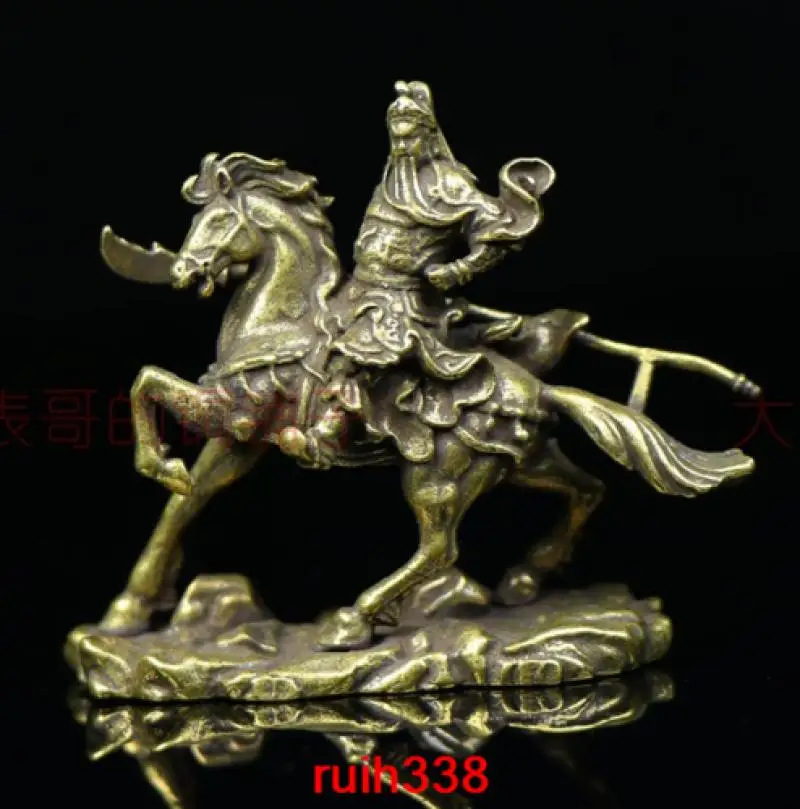 

Asia Old China Hand carving bronze solid Riding a horse statue
