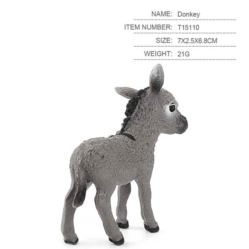 

Simulation Donkey Wild Life Figurine Toy PVC Animal Figures Desktop Decoration Toys for Kids