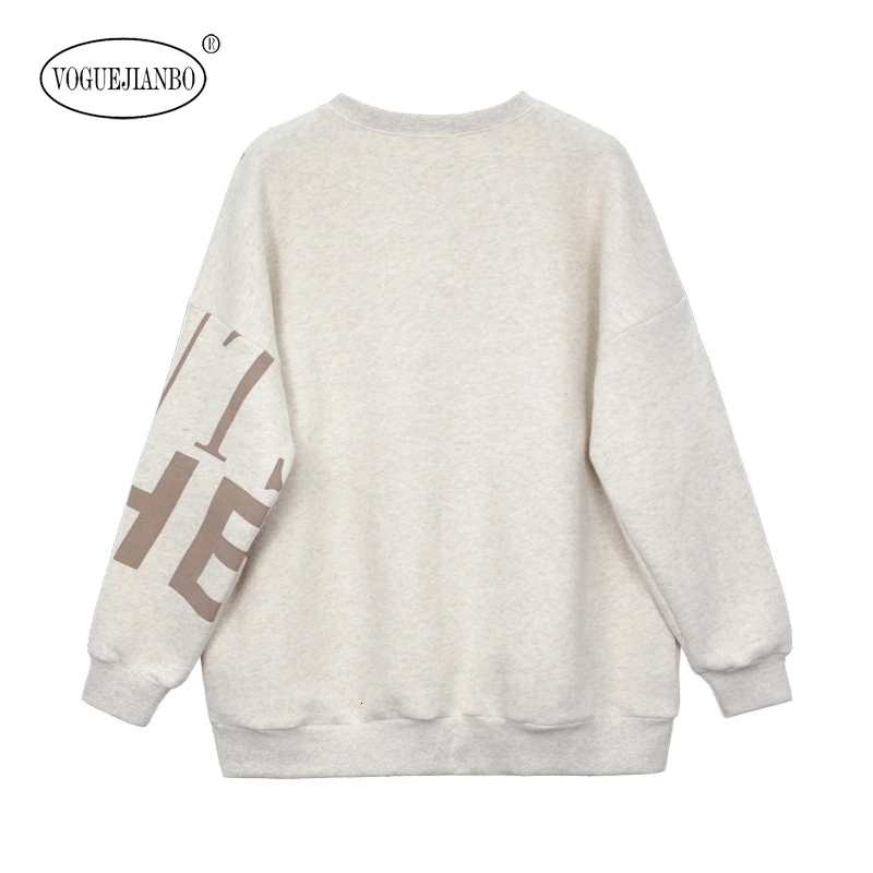 

2020 spring new oversized round neck long sleeve hoodies sweatshirt women clothes letter loose plush warm hoody pullover roupas