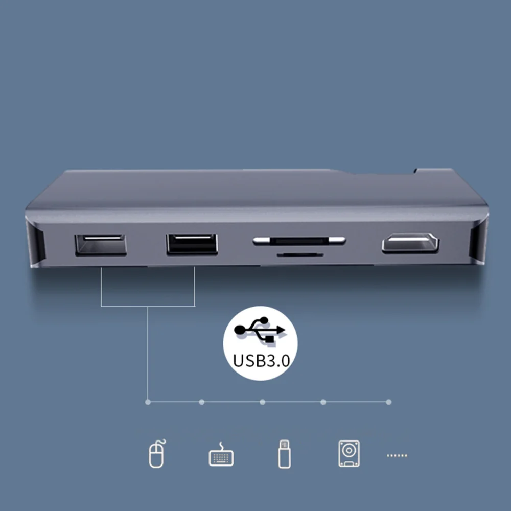 Концентратор USB Type C 7 в 1 к HDMI совместимый 3 0 SD TF RJ45 PD многопортовый адаптер для