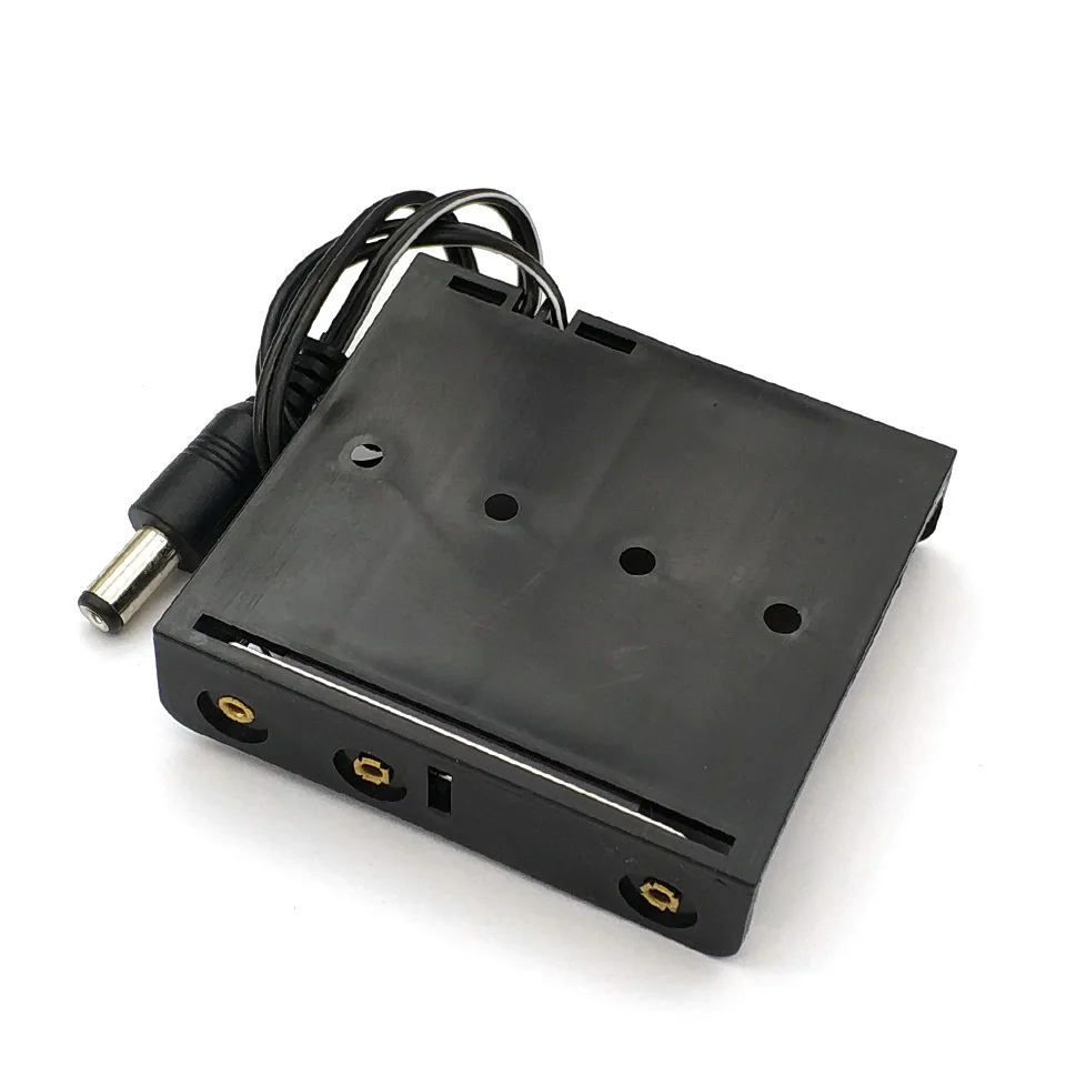 4x1 5 V AA держатель батареи пластиковый чехол коробка для хранения батарей с DC 5*2 1 мм