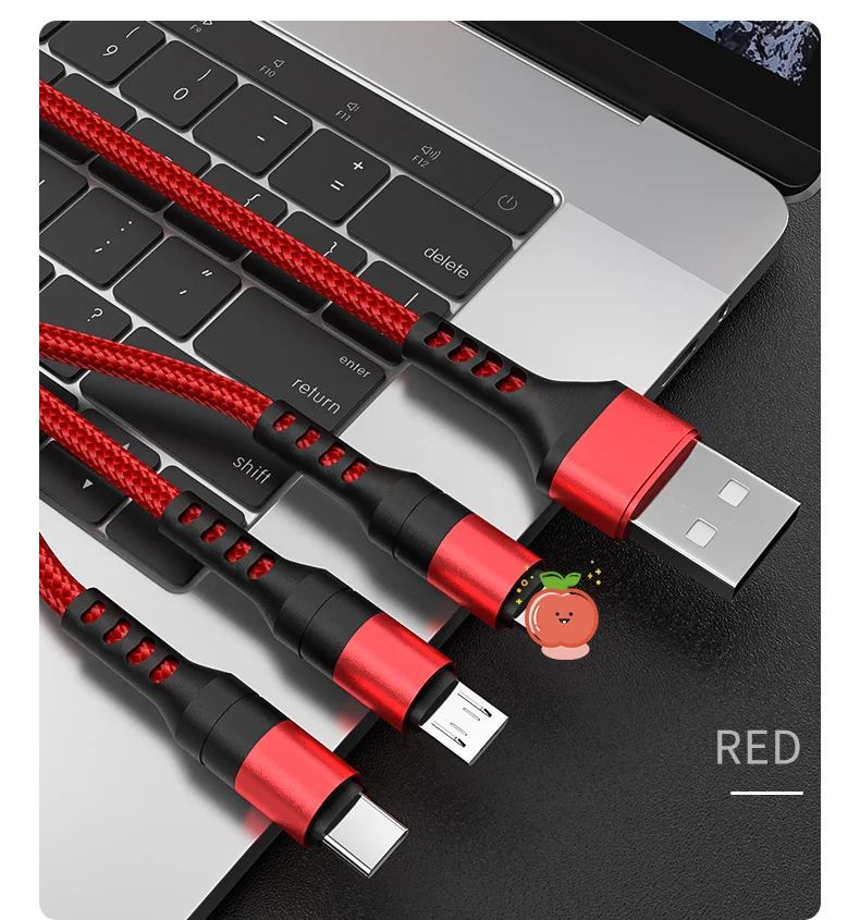 

3 In1 Type C USB Micro Cable 8 Pin Multi Charger Cable for Samsung Xiaomi Huawei Mobile Phone Usb Cables Phone Accessories Usb C