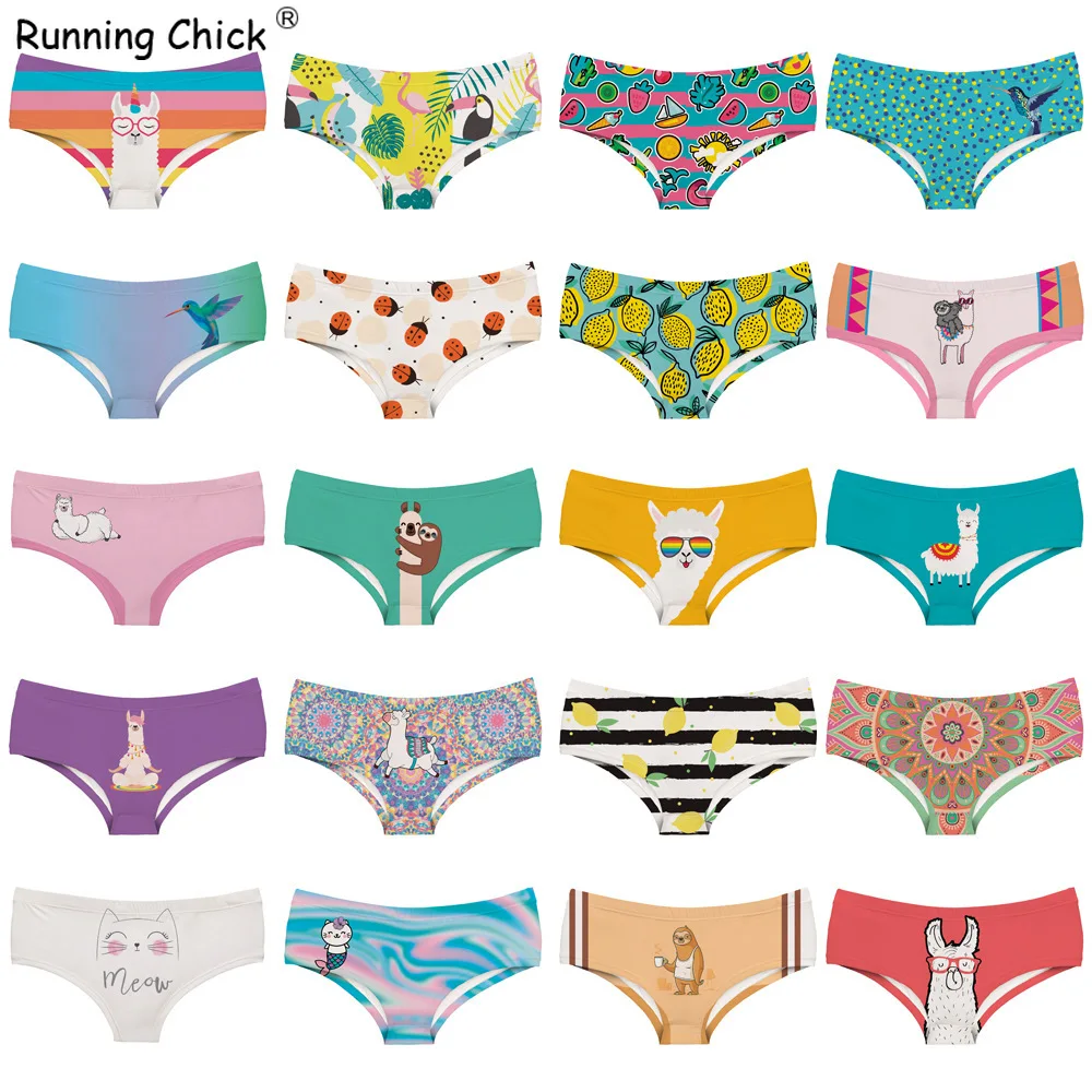

Running Chick Cartoon Animals, Plants And Insects Printed Seamless Breathable Women's Underwear Low Waist Briefs