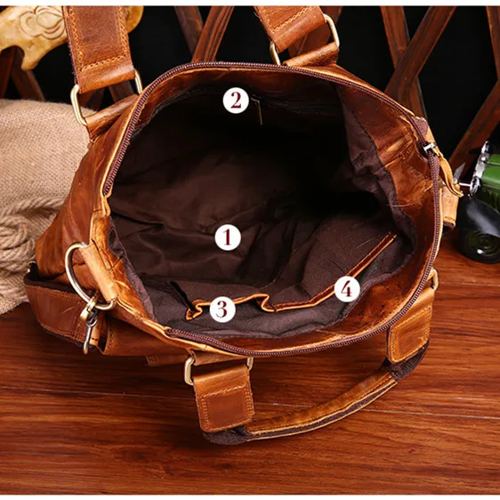 

Vintage Real Crazy Horse Leather Men Handbag Vertical Genuine Leather Shoulder Messenger Bag