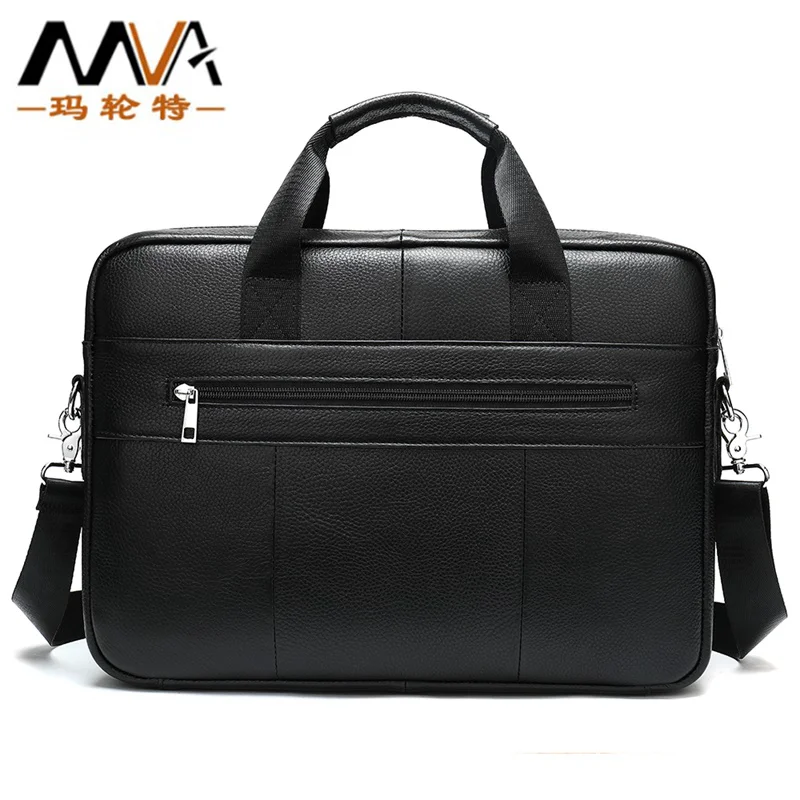 Business men leather Laptop bag 14 of briefcase bag  Shoulder crossbody cow leather bag Horizontal square large capacity handbag